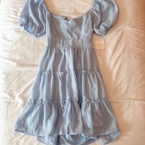 Altar’d State Delphine Light Blue Tiered Mini Dress Size Large